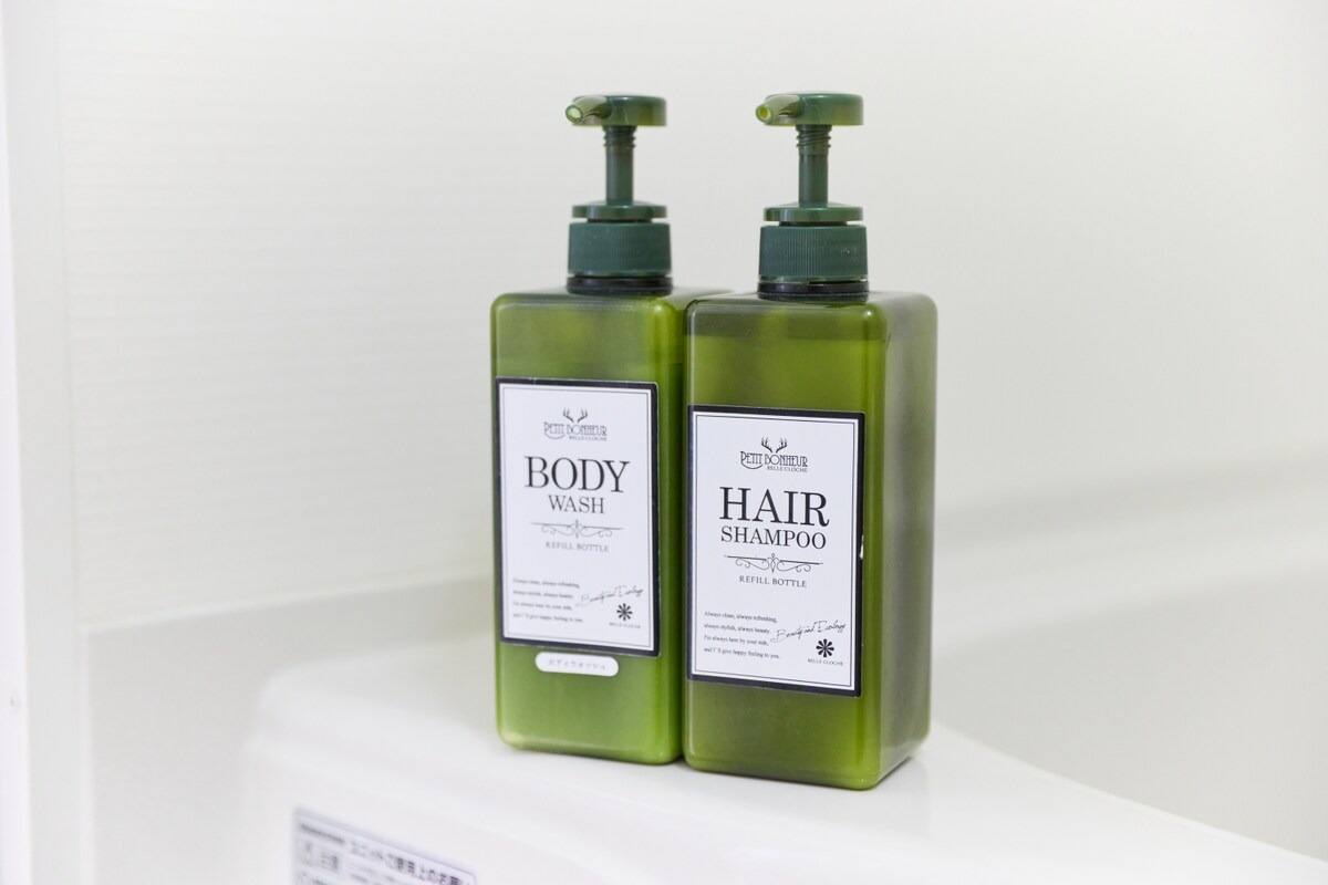 Shampoo and body wash bottles